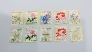 使用済み切手　おもてなしの花シリーズ　第10集　記念切手　5枚セット+おまけ5枚　82円切手　2018年