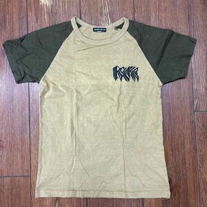 OZONE ROCKS オゾンロックス Tシャツ ラグランスリーブ S ベージュ×カーキ l1