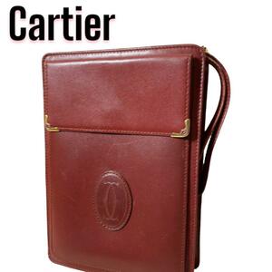Cartier セカンドバッグ ボルドー マストライン スクエア ビンテージ