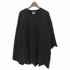 美品 BLACK COMME des GARCONS ブラックコムデギャルソン カッティングスリーブ アクリル ニット トップス メンズ ブラック L 23SS 1K-N004