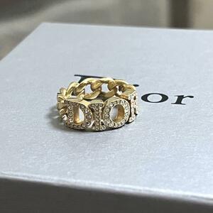 ［美品］Christian Dior クリスチャンディオール DIO(R)EVOLUTION リング 指輪　ラインストーン　喜平　Sサイズ表記