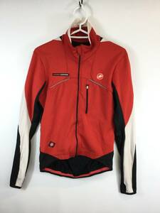 カステリ CASTELLI サイクルジャージ 長袖 裏起毛 ウインドストッパー ブラック レッド Lサイズ ROSSO CORSA