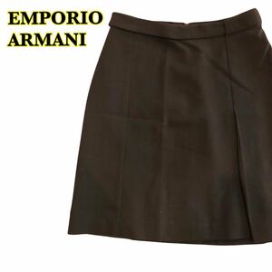 EMPORIO ARMANI エンポリオアルマーニ　スカート　イタリア製　前スリット　台形　茶色　レディース　38サイズ　【AY0267】