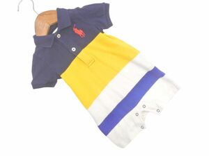 ネコポスOK Ralph Lauren ラルフローレン ビッグポニー ロンパース size60ｃｍ/紺x黄x白 ■◆ ☆ efc4 子供服