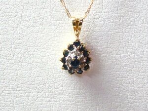 ★可愛い■ネックレス■特価品■サフャイヤ合計０．５０ｃｔ・ダイヤ合計０．０２ｃｔ■K１８■２．２ｇ■約４０ｃｍ■中古品■