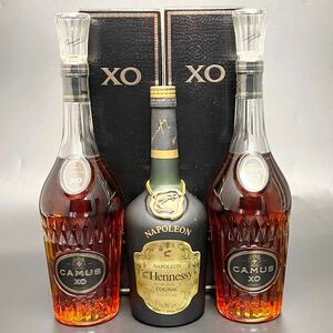 未開栓 コニャック 3本 まとめて ヘネシー Hennesy カミュ CAMUS XO 箱付 cognac ブランデー brandy 古酒