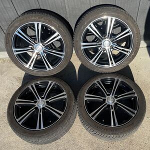 1円～ 売切 215/45R17 オールシーズンタイヤ 4本 セット PCD114.3 7J +53 ミネルバ 中古 スタッドレス セダン ミニバン 手渡しOK 埼玉から