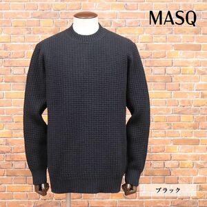 秋冬/MASQ/50サイズ/丸首ニット あたたか ローゲージ 無地 イタリア製 ほっこり 厚手 セーター 新品/黒/ブラック/ja277/