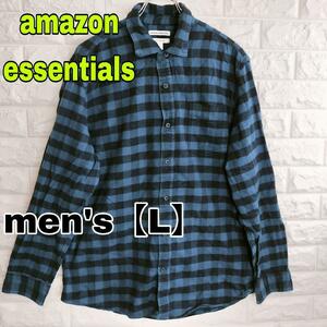 C611【amazon essentials】長袖ネルシャツ【メンズL】