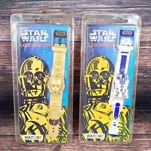 AS257LL 1997年当時物 STAR WARS スターウォーズ LCD WATCH デジタルウォッチ 腕時計 時計 ウォッチセット C-3PO/R2-D2 未開封品