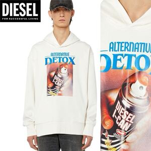 新品 未使用 タグ付き ★定価35,200円 DIESEL ディーゼル メンズ S ルーズフィット スウェット パーカー プリント ホワイト 16