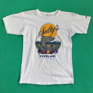 送料込 Champion トリコタグ Tシャツ Mサイズ 白 made in usa チャンピオン ビンテージ プリントTシャツ 半袖 美中古