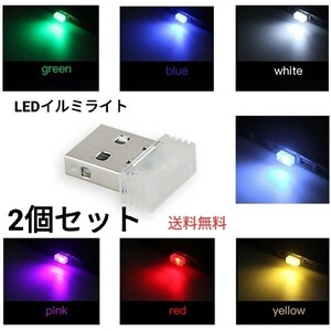 送料無料☆LEDイルミライト（ブルー2個）車内のライトアップやドレスアップに最適☆