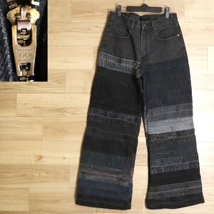 A5S/O9.24-1　GAP DENIM　ブラックデニム　ワイドフレアパンツ　パッチワーク　リメイク　グランジ　ジーパン　ジーンズ　32×34　古着