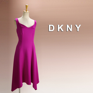 新品 DKNY 16/23号 ダナキャラン ローズピンク Aライン ワンピース パーティドレス 大きいサイズ 結婚式 二次会 フォーマル 葵19X0508