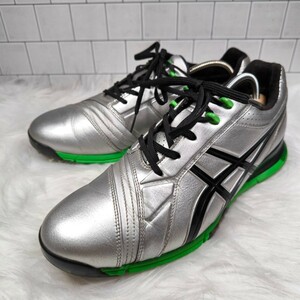 美品【ASICS】アシックス GEL-ACE PRO 25.5 ゴルフシューズ ゲルエースプロ GOLF シルバー グリーン 打ちっぱなし コース