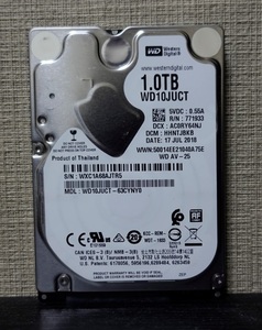 ■正常動作品■WesternDigital製2.5inch AVコマンド対応HDD 1TB WD10JUCT 