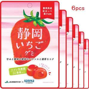 6袋セット 販売 グミ 乳酸菌入り 静岡いちごグミ 紅ほっぺ 美味しい 果汁ジュレ ラブレ乳酸菌 静岡県産 いちご イチゴ 苺