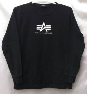 ALPHA INDUSTRIES アルファインダストリーズ 長袖 Tシャツ 子供用 キッズ用 黒 ブラック サイズ140 綿100%