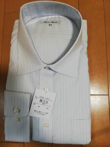 メンズ　長袖　ワイシャツ　4LB　ストライプ柄　ホワイト×グレー×水色 【MAA-1597】