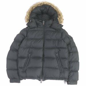 美品□MONCLER モンクレール 22-23AW MAYAF ロゴワッペン WZIP ファーフーデッド ダウンジャケット ブラック 3 正規品 メンズオススメ