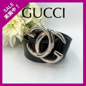 【大人気】GUCCI グッチ ベルト レザー GGロゴバックル ゴールド金具