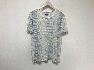 本物ポールスミスジーンズPAULSMITHコットンプリント柄半袖Tシャツアメカジサーフビジネスメンズ白ホワイトMポルトガル製