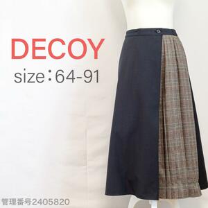 【送料無料】DECOY(デコイ) チェック柄サイドプリーツ　ウエストゴム入りフレアスカート　M