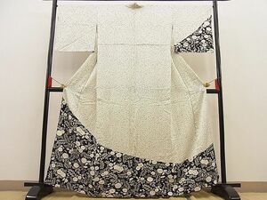 平和屋野田店■訪問着　単衣　辻が花　手描き　絞り　金彩　逸品　BAAE1574fw