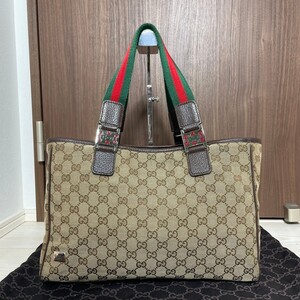 グッチ GUCCI トートバッグ ハンドバッグ GGキャンバス シェリーライン 保存袋付き