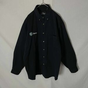 Blue Generation 長袖ワークシャツ ボタンダウン 古着　Lサイズ　ブラック　ヴィンテージ WORK WEAR