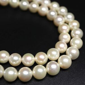 1円〜!!●アコヤ本真珠ネックレス●J 約37.1g 約41.0cm 約7.0-7.5mm珠 pearl necklace jewelry パール DC0/DC0 B211