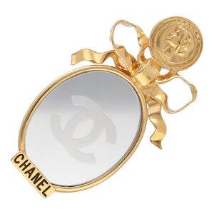 【中古】 CHANEL シャネル ブローチ ヴィンテージ ミラーリボン ブローチ ゴールド 24023288 YM