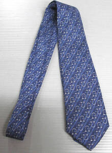 エルメス：ネクタイ ストライプ柄 青 （ あぶみ 競馬 ジョキー HERMES Silk Tie Abstract Stirrups Blue Stripes Paris France 