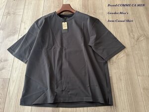 新品 COMME CA MEN コムサメン 日本製 ユーティリティ リラックス ショルダーZIPカットソー 04グレー Lサイズ 42CI06 定価22,000円