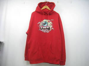 MISHKA MNWKA ミシカ パーカー 裏起毛 赤 レッド サイズL