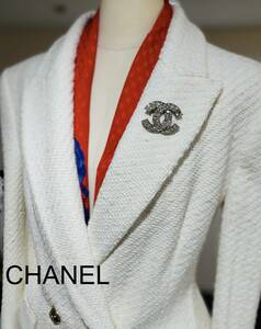 【ストーン欠けなし】CHANEL シャネル ブローチ ココマーク ヴィンテージ アクセサリー ワンポイント ラインストーン シルバー金具 鑑定済