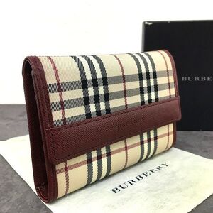 送料込み！ 未使用品 BURBERRY 三つ折り財布 バーバリーチェック ベージュ コンパクトウォレット 507