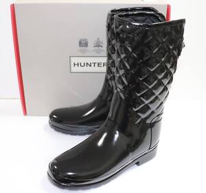 定価23650 新品 本物 HUNTER レディース リファインド グロス キルト ショート ブーツ 靴 ハンター WFS1029RGL JP25 UK6 US8 EU39 FS3S