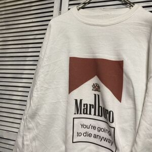 AXMB 1スタ 白 タバコ スウェット マルボロ Marlboro 銘柄 90s 00s ビンテージ アメリカ 古着 ベール 卸 仕入れ kg