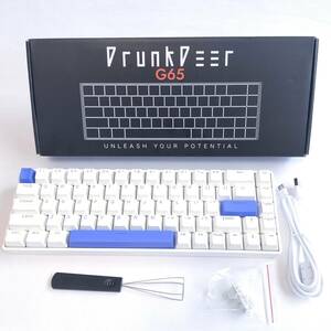 「一円スタート」DrunkDeer G65 ゲーミングキーボード 磁気スイッチ 有線 ホワイト G65-W0P03「1円」AKI01_3038