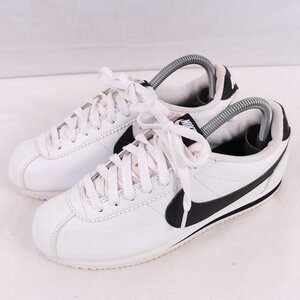 WMNS CLASSIC CORTEZ LEATHER 26.0cm/NIKE クラシックコルテッツレザー ナイキ 古着 中古 白 ホワイト 黒 レディース スニーカー xx8446