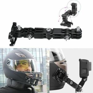 【新品】オートバイヘルメット 顎マウント 固定ホルダー GoPro Hero 9 8 7 (2018) 6 5 ブラック GoPro Max DJI Osmo Action E461