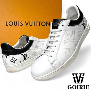 【希少/美品】LOUIS VUITTON ルイヴィトン ルクセンブルグ スニーカー モノグラム サイズ6 1/2 25.5㎝相当 袋付き イタリア製 レザー 黒 白