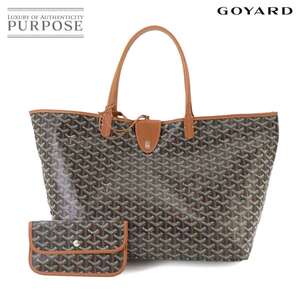 未使用 展示品 ゴヤール GOYARD サンルイ GM トート バッグ PVC レザー ヘリンボーン ブラウン ブラック シルバー 金具 90237563