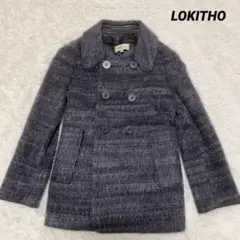 【美品】 LOKITHO ウールコート ダブル ダークグレー S 希少 デザイン