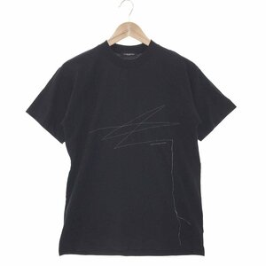 ●超美品 コスチュームナショナルオム CoSTUME NATIONAL HOMME フロント刺繍 半袖Tシャツ メンズ44 ブラック 60XM109 1AA/91922