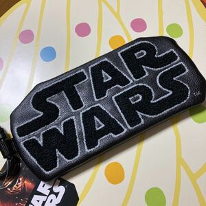 新品！スターウォーズ カラビナ付きstarwarsロゴ刺繍 サガラワッペン ポーチ ペンケース メガネケース