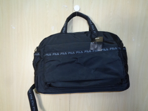 b267◆タグ付き FILA ナイロントートバッグ◆フィラ FL-0170 ブラック 3ポケット 2サイドポケット 肩掛けベルト付き ハンドバッグ 6F