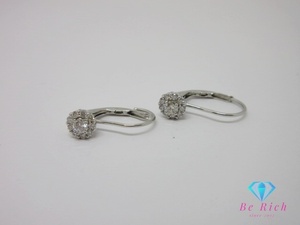 K14 WG ダイヤモンド 0.15ct 0.15ct 付 デザイン フック ピアス 14金 585 宝石 ジュエリー アクセサリー 【中古】th11680